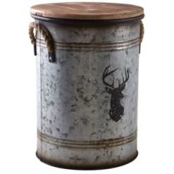 Aubry Gaspard Accessoires De Cheminée Tabouret Et Seau à Pellets Métal Galvanisé Cerf -Accessoires de cheminée Soldes tabouret et seau a pellets metal galvanise cerf 4