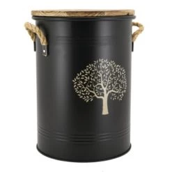 Aubry Gaspard Accessoires De Cheminée Tabouret Et Seau à Pellets Métal Galvanisé Au Coin Du Feu -Accessoires de cheminée Soldes tabouret et seau a pellets metal laque arbre