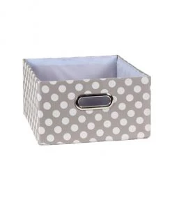 Casâme Paniers Et Corbeilles Tiroir Tissu Gris Pois Blanc
