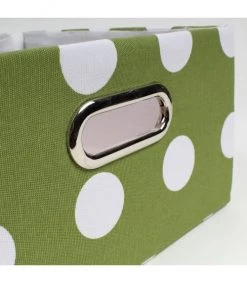Casâme Paniers Et Corbeilles Tiroir Tissu Vert Pois Blanc -Accessoires de cheminée Soldes tiroir tissu vert pois blanc 2